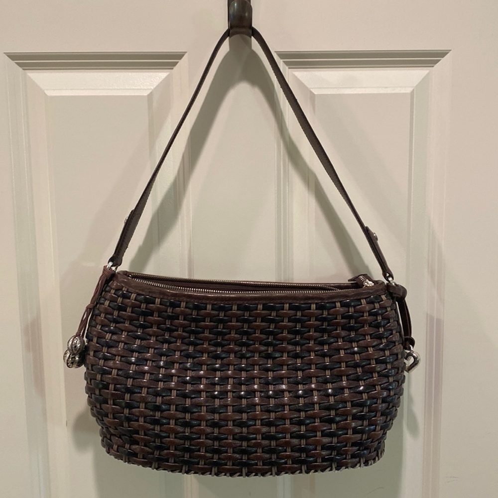 Brighton Dark Brown and Black Leather Woven Bag